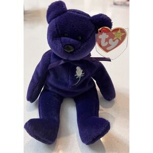 Rare Vintage Beanie Baby Princess Diana‎ The Diana Bear 1997 Purple Plush Toy